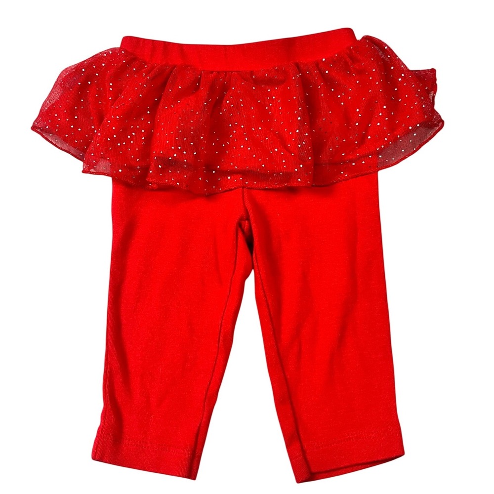 Carters Baby Girls Red Tutu Leggings Glitter Mesh Skirted Pants 6 Months Holiday